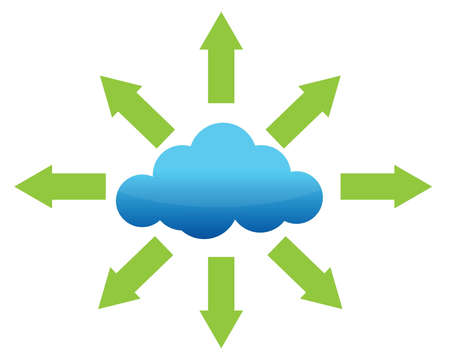 cloud computing transferring files to different destinationsのイラスト素材