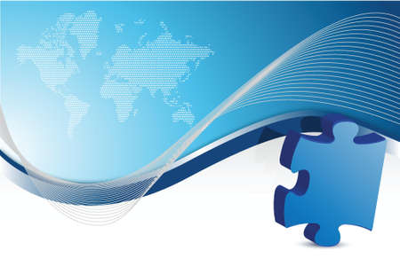 Puzzle piece business background with waves illustrationのイラスト素材