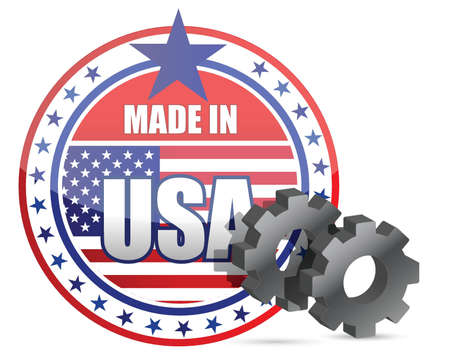 Made in USA and gears stamp illustration designのイラスト素材