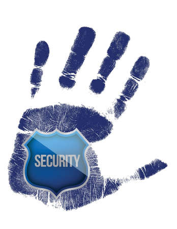 handprint with security blue shield illustration designのイラスト素材