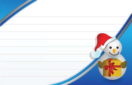 blue Christmas card with a snowman illustration designのイラスト素材