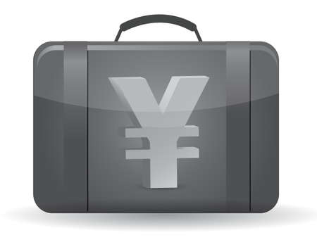 Yen currency symbol suitcase illustration design over whiteのイラスト素材