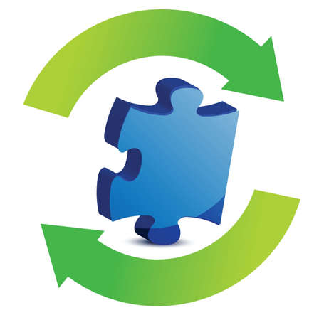 Puzzle pieces and cycle illustration design over whiteのイラスト素材