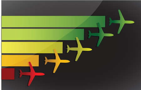 Airplanes fling to the same destination over a dark backgroundのイラスト素材