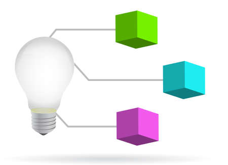Lightbulb 3d diagram illustration design over whiteの写真素材