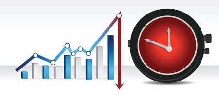 graph and watch illustration design over whiteのイラスト素材
