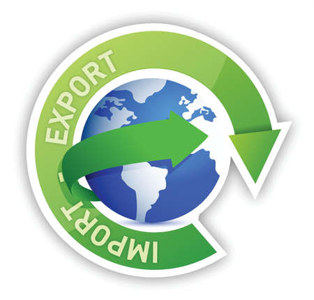 Export and import globe cycle illustration designのイラスト素材