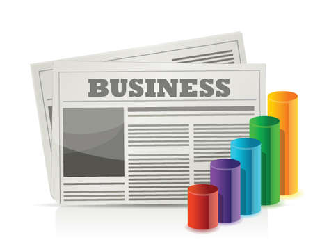 Business newspaper and graph illustration design over whiteのイラスト素材
