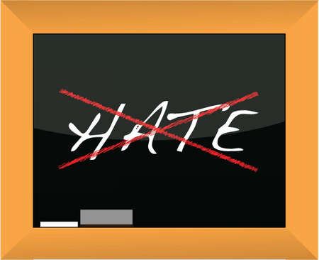 blackboard with the word hate cross out illustrationのイラスト素材