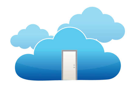door entrance to cloud computing illustration design conceptのイラスト素材