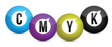 cmyk color balls over white background illustration designのイラスト素材