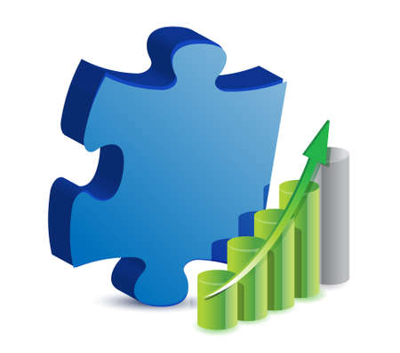 Puzzle piece and business graph illustration designの写真素材