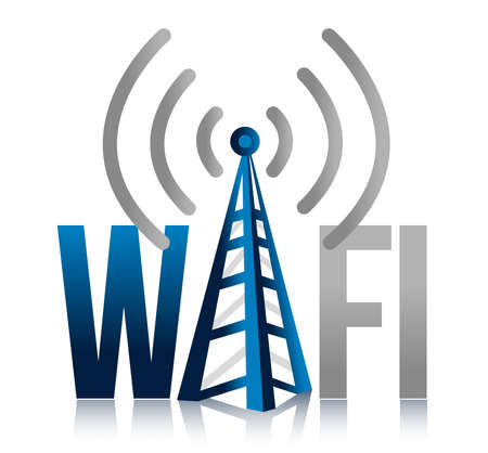 Wi fi Tower illustration design sign over whiteの写真素材