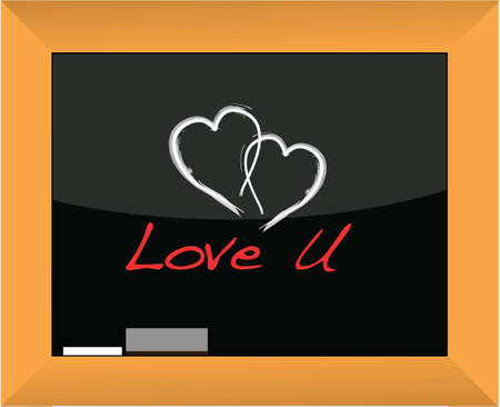 love hearts and text written on a blackboard backgroundのイラスト素材