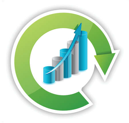cycle and graph illustration over a white background designのイラスト素材
