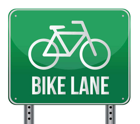 bike lane sign illustration design over white backgroundのイラスト素材