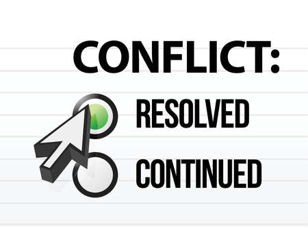 conflict resolved question and answer selection designのイラスト素材