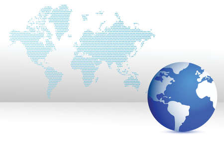 map and globe illustration design blue backgroundのイラスト素材