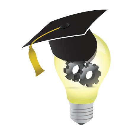 idea education gear lightbulb illustration design over whiteのイラスト素材