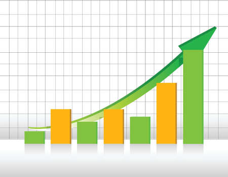 green and orange business graph with grid background illustrationのイラスト素材