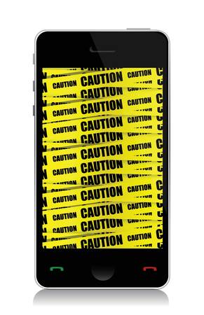 phone with caution illustration design over whiteのイラスト素材