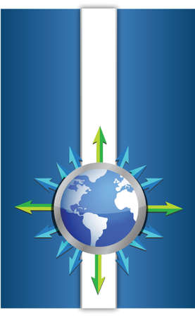 globe background design pointing to different destinations arrow illustrationのイラスト素材