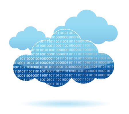 binary cloud computing concept illustration design over whiteのイラスト素材
