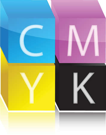 cmyk color cubes illustration design over white backgroundのイラスト素材