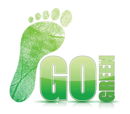 go green footprint sign illustration design over whiteのイラスト素材