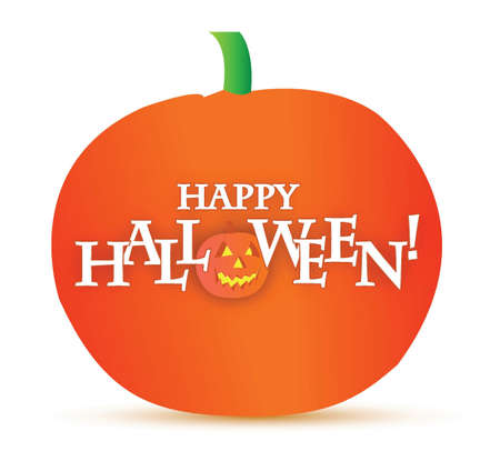 happy halloween pumpkin illustration design over whiteのイラスト素材
