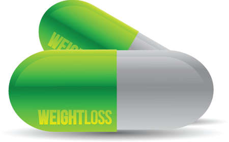 Weight loss green pills illustration design over whiteのイラスト素材