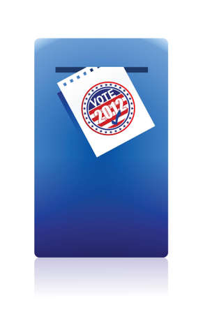 2012 voting paper in a blue ballot box illustration designのイラスト素材
