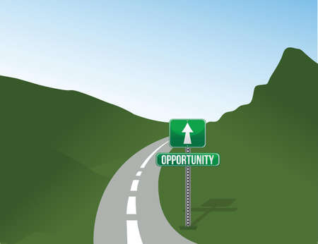 Opportunity road with sign landscape illustration designのイラスト素材