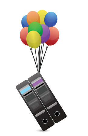 Servers flying away by balloons illustration designのイラスト素材