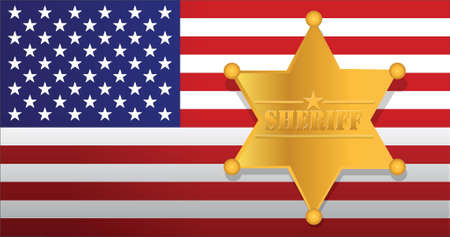 Sheriff star and us flag illustration designのイラスト素材