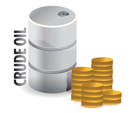 crude oil and coins currency illustration design over whiteのイラスト素材