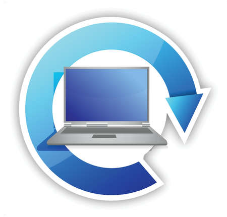Cycle laptop illustration design over white backgroundのイラスト素材