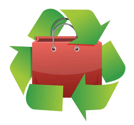 recycle shopping bag illustration design over white backgroundのイラスト素材