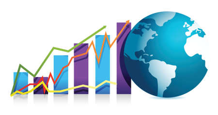 global business graph illustration design over white backgroundのイラスト素材