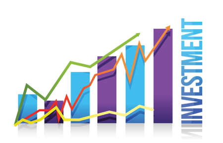 investment colorful business graph illustration design over whiteのイラスト素材