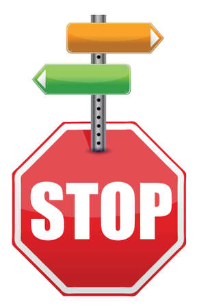 stop sign with color arrows pointing to different directions illustrationのイラスト素材