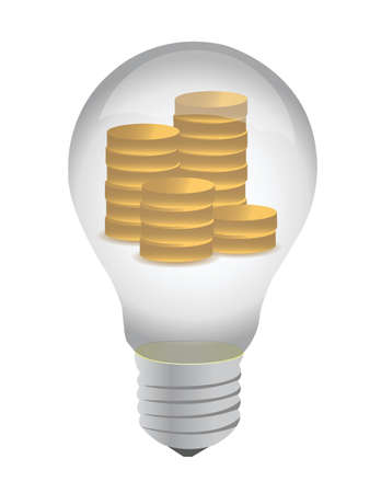 lightbulb with coins inside over white backgroundのイラスト素材