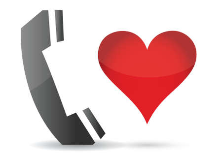 phone and heart illustration design over whiteのイラスト素材