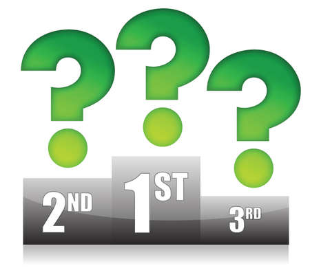 podium with question marks illustration design over whiteのイラスト素材
