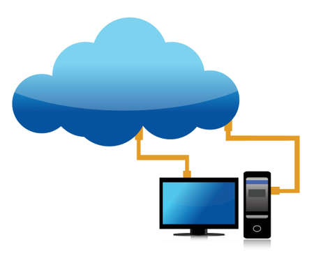 Cloud computing transfer to computer illustration design over whiteのイラスト素材
