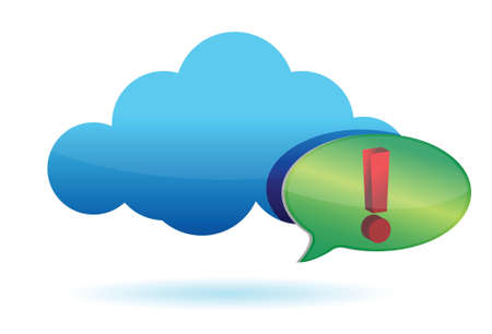 cloud and exclamation sign illustration design over whiteのイラスト素材