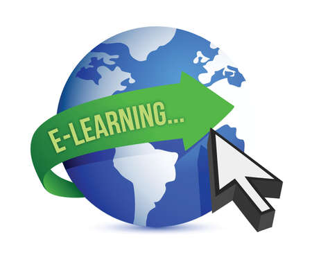 elearning globe illustration design over white backgroundのイラスト素材