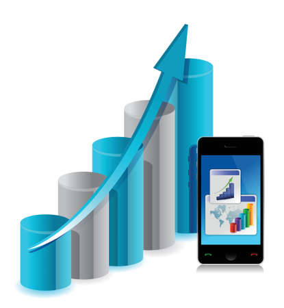 business graph and mobile phone illustration designのイラスト素材