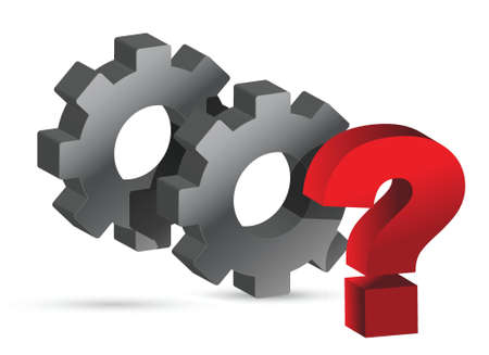 gears working together question mark illustration designのイラスト素材