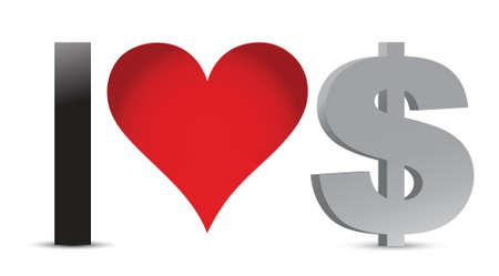 I love dollar currency illustration design over white backgroundのイラスト素材